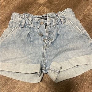 Hollister Light Blue Denim Paperbag Waist Shorts